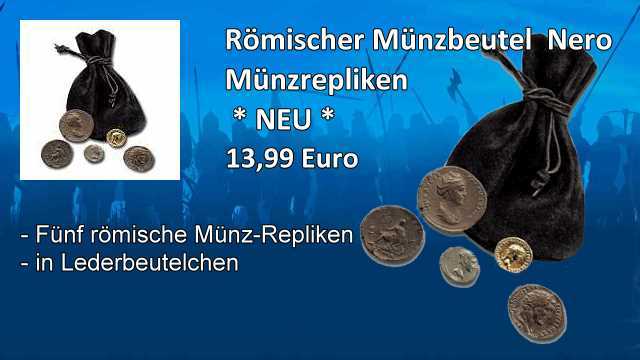 Repliken Römischer Münzen in Lederbeutel Nero
