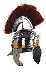 Römischer Helm mit rotem Helmbusch